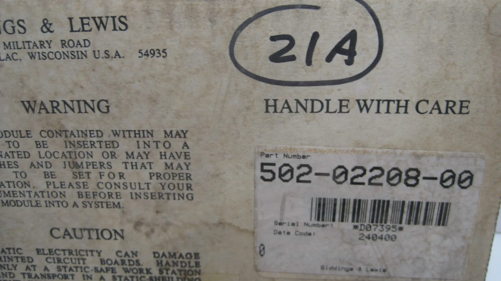 NEW GIDDINGS & LEWIS 502-02208-00 INPUT SELECTOR BOARD 5020220800