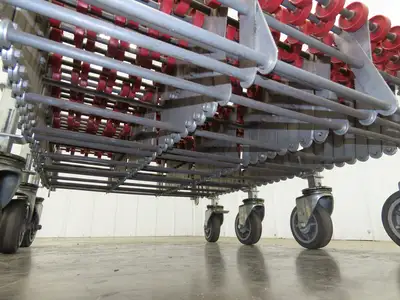 NestaFlex 376  30"W x 12' 8" Expandable Gravity Flex Conveyor Plastic Skatewheel