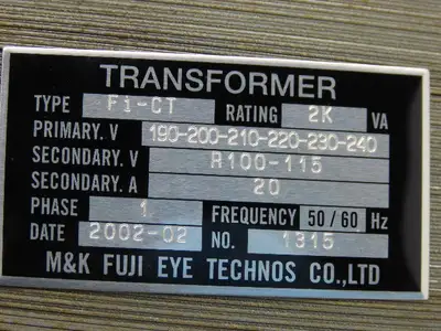 Fuji Fi-CT 2Kva Transformer 190-200-210-220-230-240V Pri R100-115V Sec 1Ph