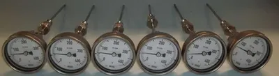 QTY. 6. WIKA 9" STAINLESS STEEL STEM THERMOMETER, ...
