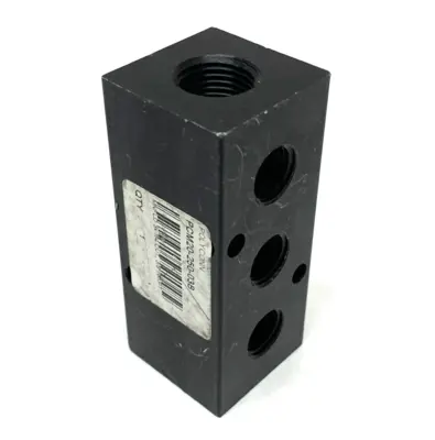 USED POLYCONN PNEUMATIC MANIFOLD 3-PORT 1/4” NPT OUT 3/8” NPT IN