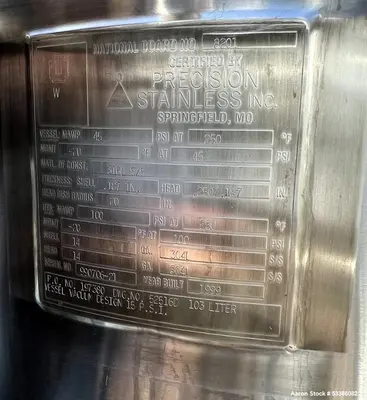 Precision Stainless Dished Bottom Stainless Steel Jacketed Tank - Used