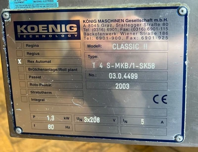 Used KONIG REX Dough Dividers California US | BakeryEquipment.com #1554948