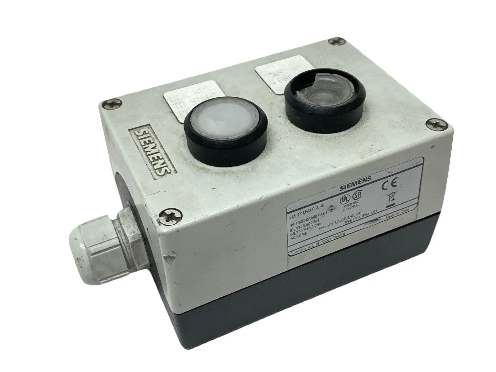 Used SIEMENS PUSHBUTTON ENCLOSURE ASSEMBLY W/ WHITE ILLUMINATED Electrical Boxes Michigan US | Maverick Industrial Sales #1092932