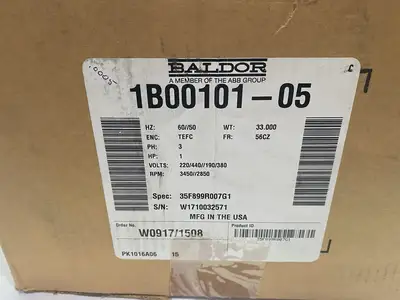 New | in-Stock ABB, Baldor Reliance 3-Phase AC Motor 1HP, 56CZ Frame, TEFC, 3450/2850rpm A.C. Motors Michigan US | Maverick Industrial Sales #1391350