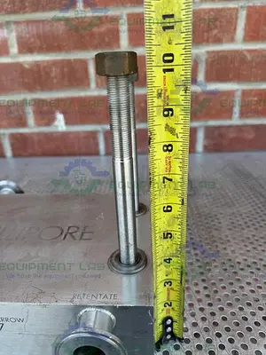 USED MILLIPORE STAINLESS STEEL PELLICON FILTER HOLDER W/ 1" SANITARY FITTING