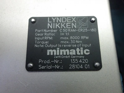 Lyndex/Nikken CAT50 ER25 Right Angle Head C50RAM-ER25-180 (LOC1869B)