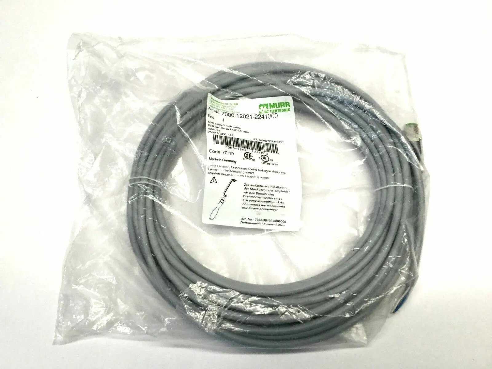 NEW MURR ELEKTRONIK M12 MALE CABLE