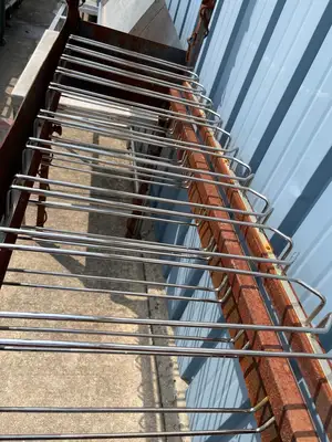 Used Falcon Restaurant Supply Used 62" Steel Overhead Bar Wine Martini Glass Rack Rail Organizer - SS251 Bar Equipment Illinois US | Falcon Restaurant Supply #1375917