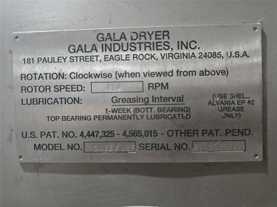 Used GALA INDUSTRIES 5032/WBF Dryers | Arlington Machinery #875574