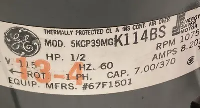 Used GE 5KCP39MGK114BS HVAC Parts and Equipment | Surplus Asset Holdings #1202788