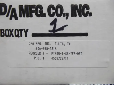 D/A Mfg. Inc. PTM4U-T-SS-TFS-DEG Unimount Pressure Transmitter Manifold New NIB