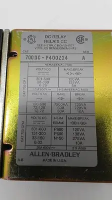 Used ALLEN-BRADLEY ALLEN-BRADLEY DC RELAY RELAIS CC 700DC-P400Z24 Relays & Switches | ND Industrial Surplus #1211860