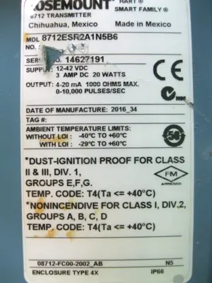 USED Rosemount 8712 ESR2A1N5B6