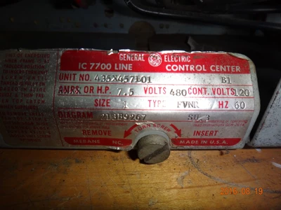 General Electric IC7700 size 1 Motor Control Center Bucket