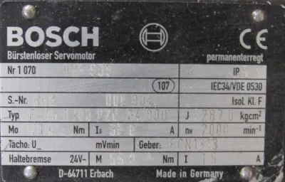 USED BOSCH 1-070-076-935 SERVO MOTOR SF-A5.0700.020.04.000 1070076935