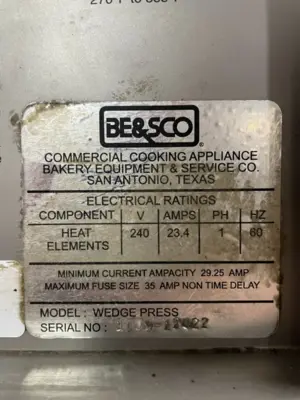182-0209 Besco #12 Commercial Tortilla Wedge Press