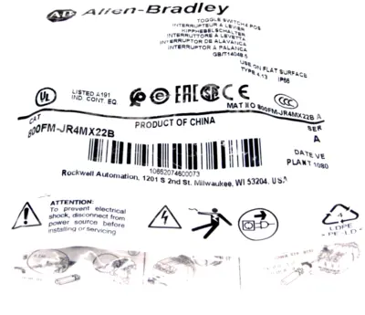 NEW ALLEN BRADLEY 800FM-JR4MX22B TOGGLE SWITCH 800FMJR4MX22B