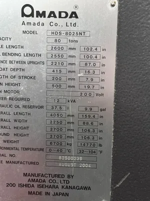 2004 AMADA HDS-8025NT Press Brakes | Gadsden Engineering (1)