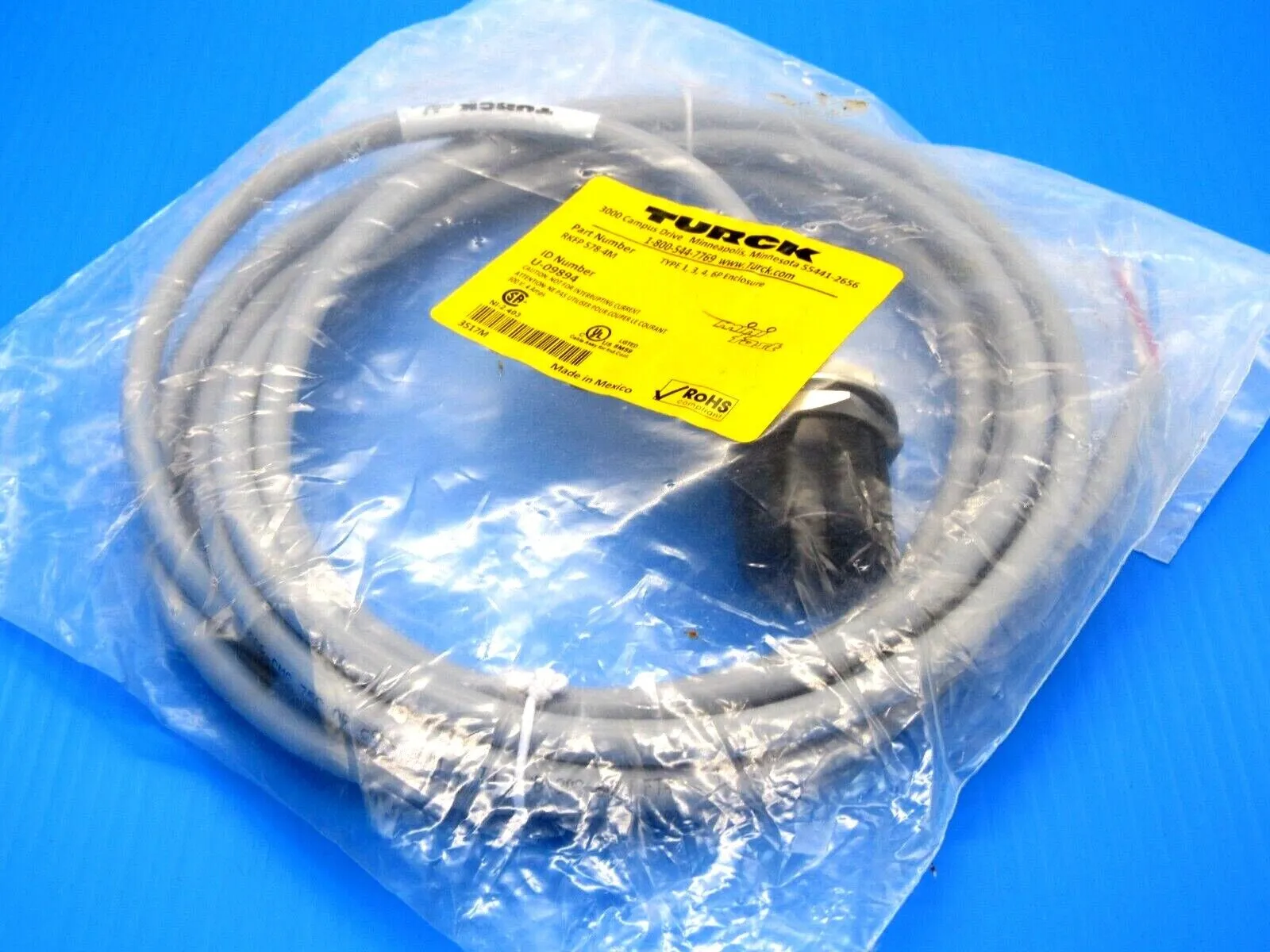 NEW TURCK RKFP 578-4M NETWORK RECEPTACLE U-09894 RKFP5784M