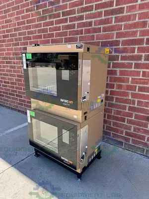 USED INFORS HT MINITRON DOUBLE STACKED CO2 HUMIDITY INCUBATOR SHAKER 65°C