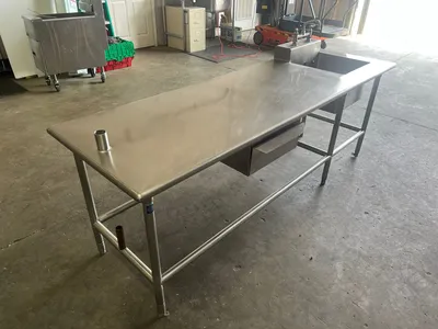 Used Falcon Restaurant Supply Used 96" Stainless Steel Single compartment Sink with Drawer and Faucet Sinks Illinois US | Falcon Restaurant Supply #1375645