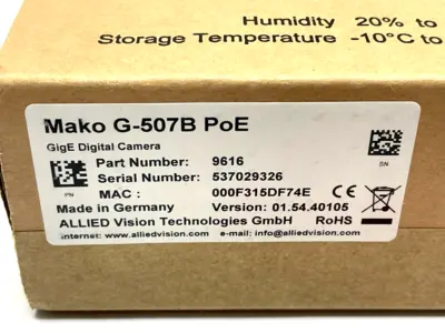 New | in-Stock Allied Vision Mako G-507B PoE Camera Systems Michigan US | Maverick Industrial Sales #1463984