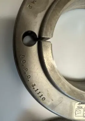 3.156 -.125P-.250L STUB ACME-M2 GO & NO GO Thread Ring Gage P.D. 3.1110 & 3.0898
