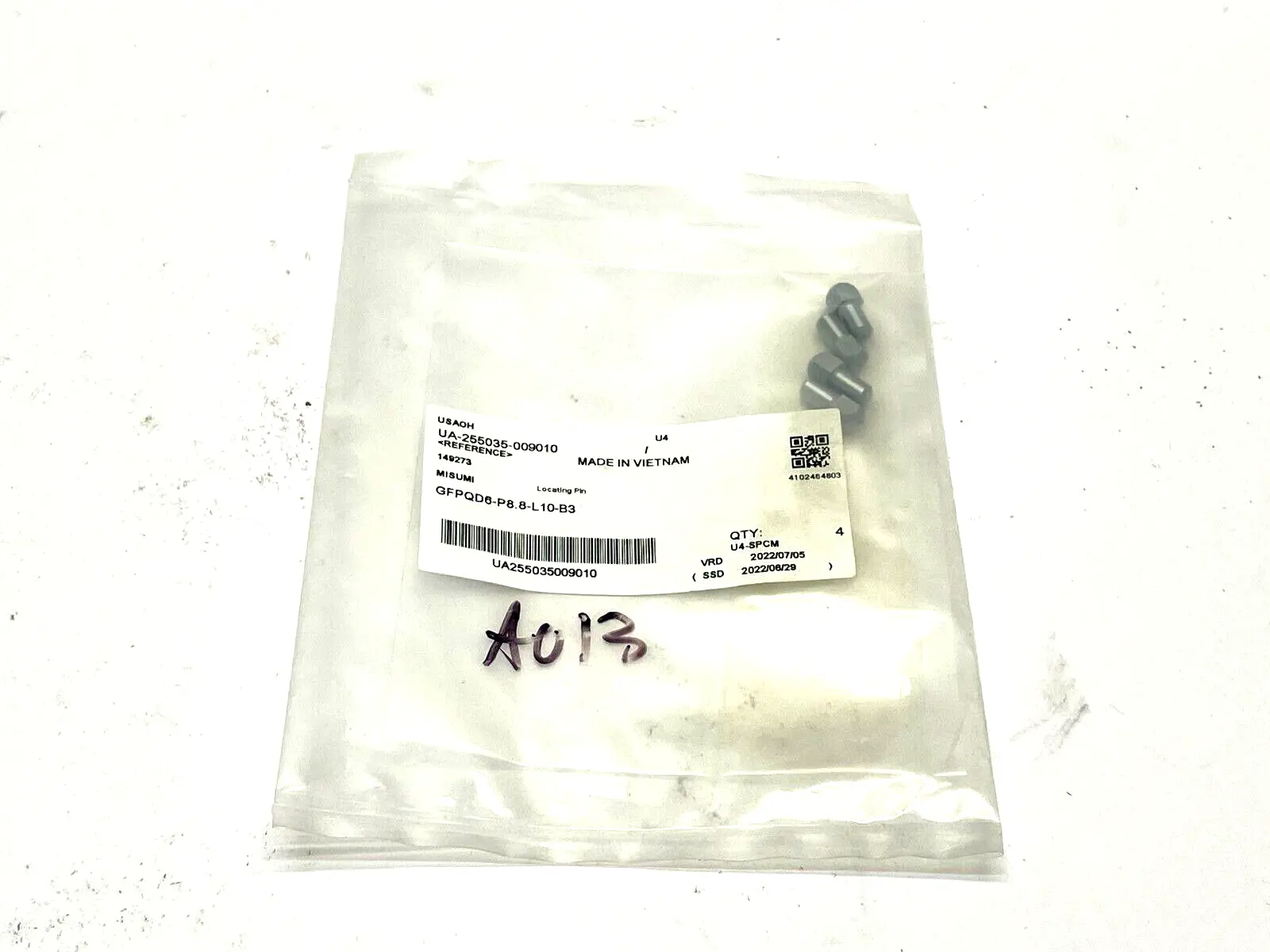 GFPQD6-P8.8-L10-B3 | MiSUMi  Large Head Locating Pin LOT OF 4 - New