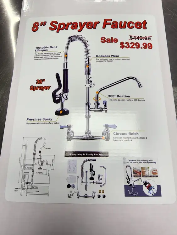 New | in-Stock Falcon Restaurant Supply New Sprayer Faucet 8" 36" Sprayer Faucets / Sprayers Illinois US | Falcon Restaurant Supply #1374613