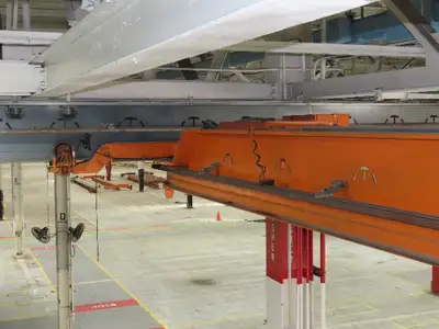 Cleveland Tramrail P&H 2 Ton Single Girder Underhung Bridge Crane 45' 10" Span