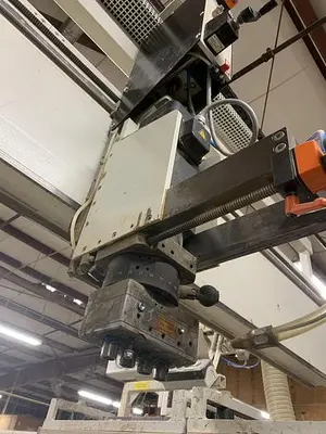 KOCH SBD-B DOUBLE-END FEED-THROUGH TRIM, BORE, GLUE, & DOWEL MACHINE