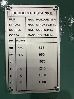 USED 1985 BRUDERER BSTA 30II