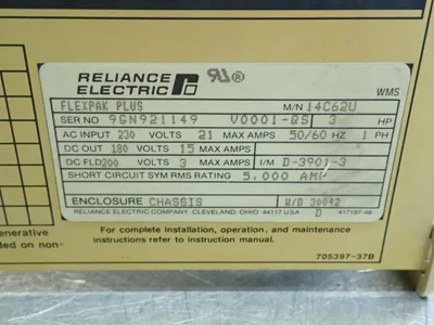 Used RELIANCE ELECTRIC 14C62U Variable Speed Drives Ohio US | HGR 24 #907573