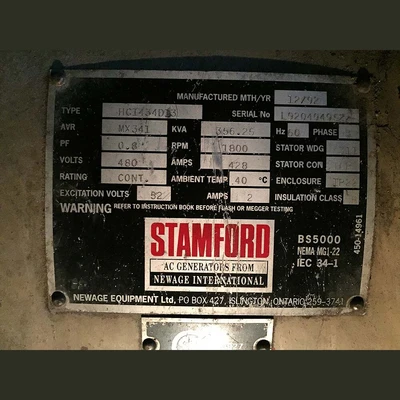 Stamford 356 kVA Generator