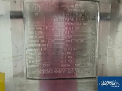 USED Precision 500 Liter Precision Stainless 316L Stainless Steel Jacketed Mixing Tank