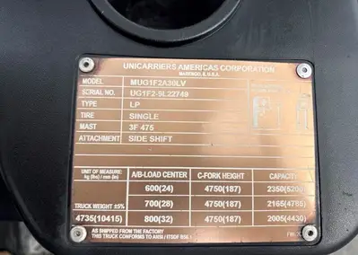 Used 2013 UNICARRIERS MUG1F2A30LV Liquid Propane Forklifts Utah US | Global Remarketing #1505883