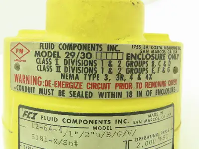 Fluid Component 12-64-4/1"/2"U/S/G/V/ Flow & Level Switch 2000PSI 115VAC 2"Probe