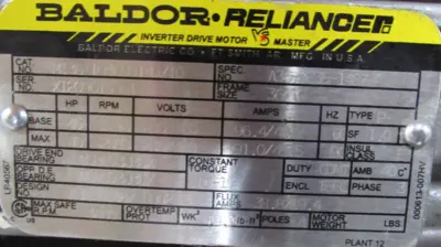 NEW BALDOR M13G 104650140/10 MOTOR 40HP 230/460V 364TC A36-0235-1457 2-3/8" DIA.
