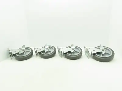 8x2" Swivel Plate Locking Caster Wheel Gray Rubber Thermoplastic  Set of 4