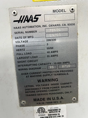 HAAS TL3 CNC Toolroom Lathe