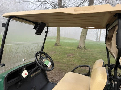 (1) 2017 E-Z-Go golf cart with a Kawasaki gas engine, model 625111G01, includes canopy, ball cover, ...