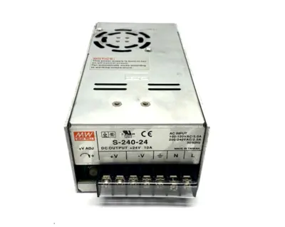 S-240-24 | Mean Well  Power Supply 100-240VAC 24VDC 10A - Used