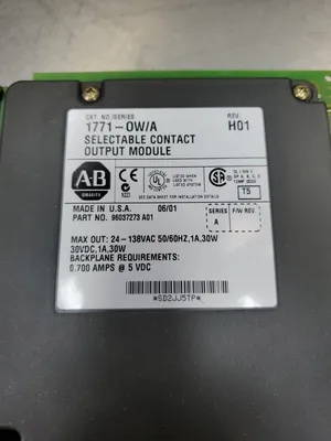 Allen-Bradley 1771-0W/A Rev. H01 Selectable Contact Output Module. 3C-29