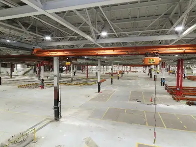 Cleveland Tramrail P&H 1 Ton Single Girder Underhung Bridge Crane 45' 10" Span