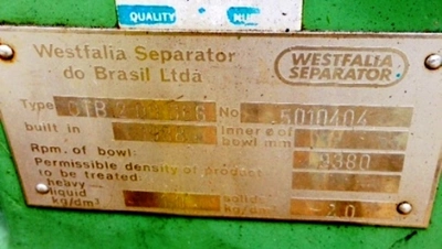Westfalia OTB 2-00-066 oil purifier, SS.