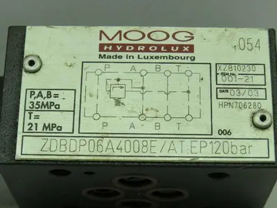 Moog Hydrolux HPN706280 Hydraulic Valve ZDBDP06A4008E 120bar