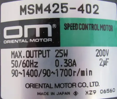 NEW ORIENTAL MOTOR MSM425-402 SPEED CONTROL MOTOR MSM425402