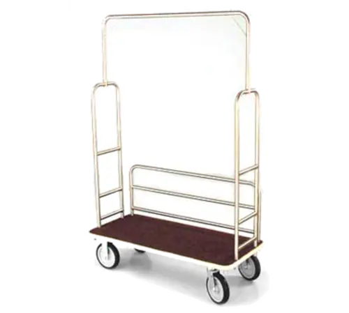 Forbes Industries Luggage Cart w/ Carpeted Deck - 47"L x 22"W x 70 1/2"H, Brushed Steel (2493)