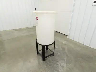 Chem Tainer TC1829CA-MCM Poly Plastic Chemical Tank 30 Gallon Lid Metal Stand
